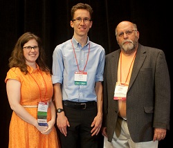 Student Design Competition volunteer Emma Smith, winner Garrett Kryt, and RESNA volunteer Jerry Weisman Student Design Competition volunteer Emma Smith, winner Garrett Kryt, and RESNA volunteer Jerry Weisman