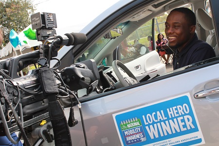 Picture of Antonio Dowels in his new accessible vehicle Picture of Antonio Dowels in his new accessible vehicle